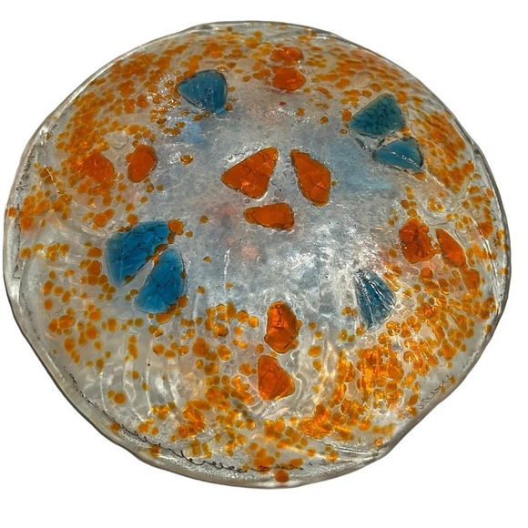 Fused Glass Confetti Shallow Bowl Handmade Signed - Picture 5 of 6